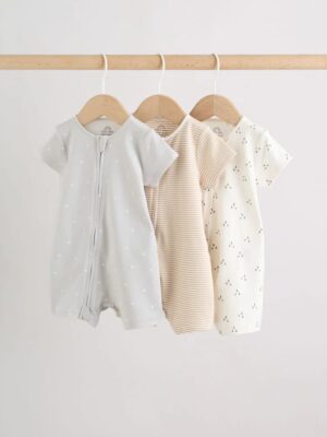 Ecru White Baby Rompers 3 Pack