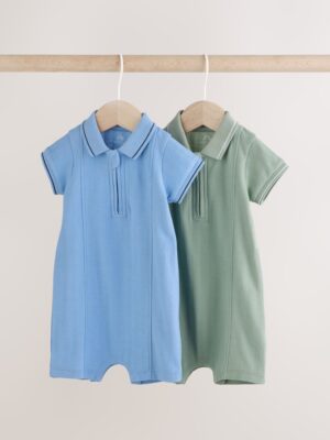 Blue/Green Smart Collar Baby Rompers 2 Pack
