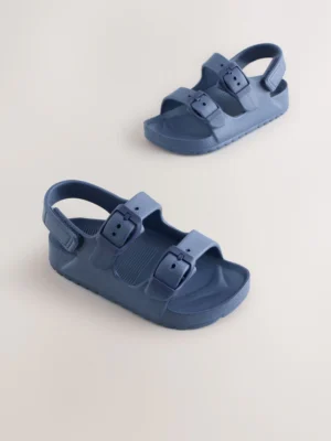 Navy Double Buckle Ankle Strap EVA Sandals
