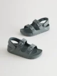 Charcoal Grey Double Buckle Ankle Strap EVA Sandals