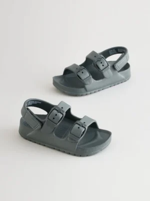 Charcoal Grey Double Buckle Ankle Strap EVA Sandals