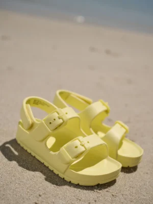 Yellow Double Buckle Ankle Strap EVA Sandals