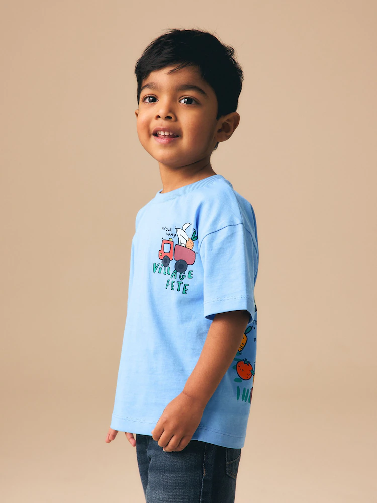 Blue Village Fete Short Sleeve Back Print T-Shirt