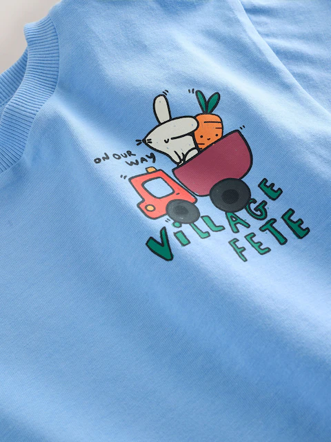 Blue Village Fete Short Sleeve Back Print T-Shirt