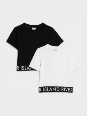 River Island Black Logo Waistband T-Shirts 2 Pack