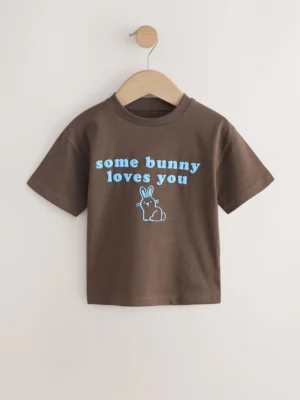 Brown Bunny Short Sleeve Easter Graphic T-Shirt
