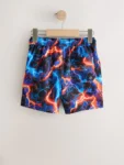 Black Lightening Bolt Printed Swim Shorts