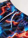 Black Lightening Bolt Printed Swim Shorts