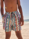 Multicoloured Aztec Printed Swim Shorts