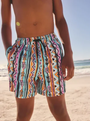 Multicoloured Aztec Printed Swim Shorts