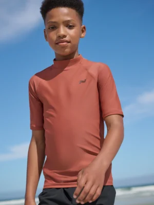 Rust Brown Short Sleeve Rash Vest