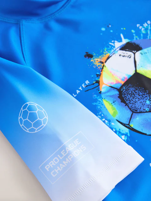 Cobalt Blue Football Short Sleeve Rash Vest