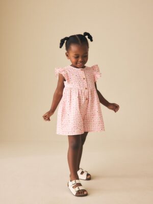 Pink Gingham Floral Flutter Sleeve Playsuit