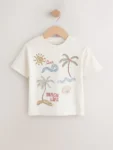 Neutral Beach Palms Short Sleeve Appliqué T-Shirt