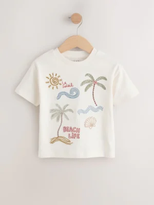 Neutral Beach Palms Short Sleeve Appliqué T-Shirt