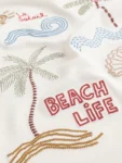 Neutral Beach Palms Short Sleeve Appliqué T-Shirt