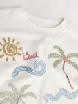 Neutral Beach Palms Short Sleeve Appliqué T-Shirt