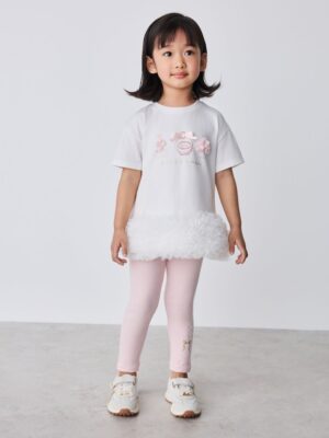 Baker by Ted Baker 2 Piece Ruffle Mesh Hem T-Shirt & Leggings Set