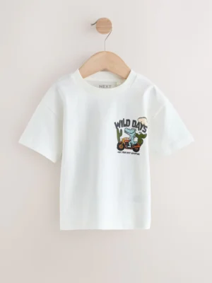 White Dinosaur Oversized Short Sleeve Back Print T-Shirt