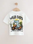 White Dinosaur Oversized Short Sleeve Back Print T-Shirt
