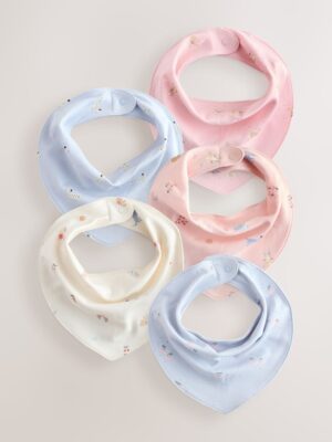 Multi Pastel Character Baby Dribble Bibs 5 Pack