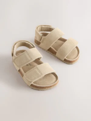 Neutral Wide Fit (G) Woven Suede Touch Fastening Sandals