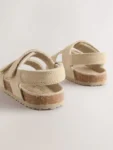 Neutral Wide Fit (G) Woven Suede Touch Fastening Sandals