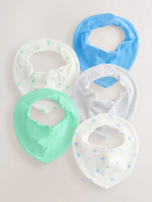 Blue/Green Baby Dribble Bibs 5 Pack