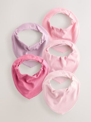 Pink 5 Pack Baby Dribble Bibs