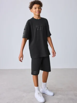 Baker by Ted Baker Oversized Black T-Shirt and Shorts Set