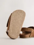 Tan Brown Touch Fastening Slider Sandals