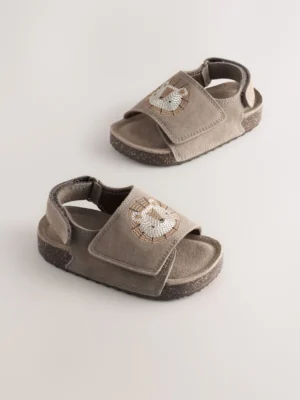 Neutral Lion Touch Fastening Slider Sandals