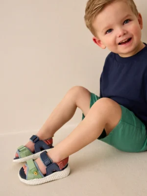 Blue Colourblock Utility Trekker Walking Sandals