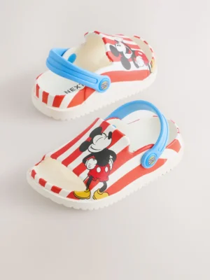 Red Stripe Mickey Mouse Slider Clogs