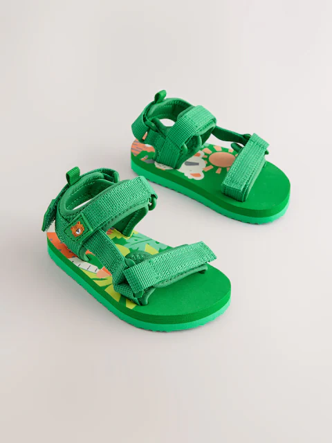 Green Standard Fit (F) Touch Fastening Trekker Walking Sandals