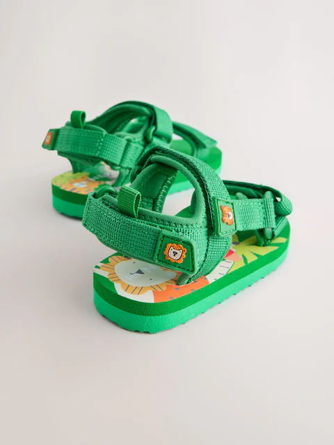 Green Standard Fit (F) Touch Fastening Trekker Walking Sandals