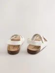 White Wide Fit (G) Double Buckle Cushioned Footbed Sandals