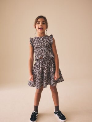 Animal Print Top And Skirt Set