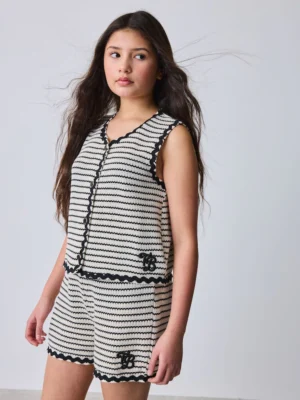 Baker by Ted Baker 2 Piece Ric-Rac Crochet Vest & Shorts Set