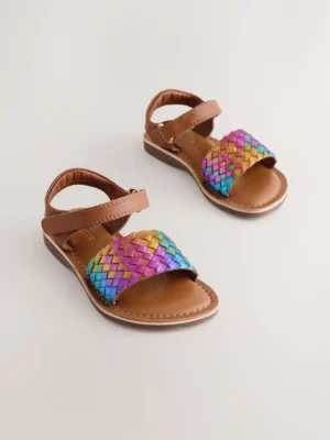 Rainbow Wide Fit (G) Leather Twist Sandals with Touch Fastening