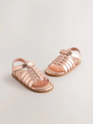 Rose Gold Ankle Strap Sandals with Touch Fastening
