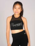 Pineapple Black Logo Mesh Panel Girls Crop Top
