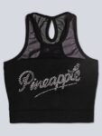Pineapple Black Logo Mesh Panel Girls Crop Top
