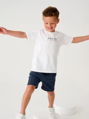 Baker by Ted Baker Navy/White 100% Cotton T-Shirt and Shorts Set