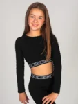 Pineapple Black Tape Girls Long Sleeve Crop Top