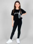 Pineapple Black Heart Stud Leggings