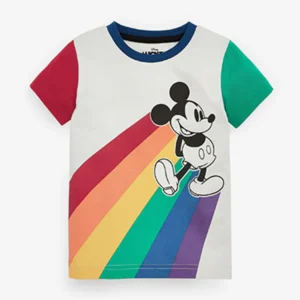 White Rainbow Mickey Mouse Short Sleeve T-Shirt