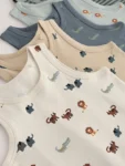 Mini Safari Print Cotton Vests 5 Pack