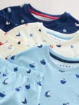 Blue/Ecru Short Pyjamas 3 Pack