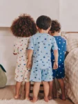 Blue/Ecru Short Pyjamas 3 Pack